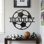 Personalized Soccer Ball Metal Wall Art – Custom Name Soccer Sign – Sports Decor for Kids Room, Soccer Player Gift, Indoor Outdoor Steel Sign