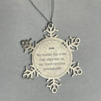 Son Long Distance Relationship Gifts, No matter the miles that separate us, Cute Love Snowflake Ornament For Son, Birthday Christmas Unique Gifts For Son