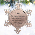 Son Long Distance Relationship Gifts, No matter the miles that separate us, Cute Love Snowflake Ornament For Son, Birthday Christmas Unique Gifts For Son