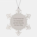 Sonographer Gifts from Friends for Christmas - Snowflake Ornament with 'I'm Not Perfect But I'm A Sonographer' Quote