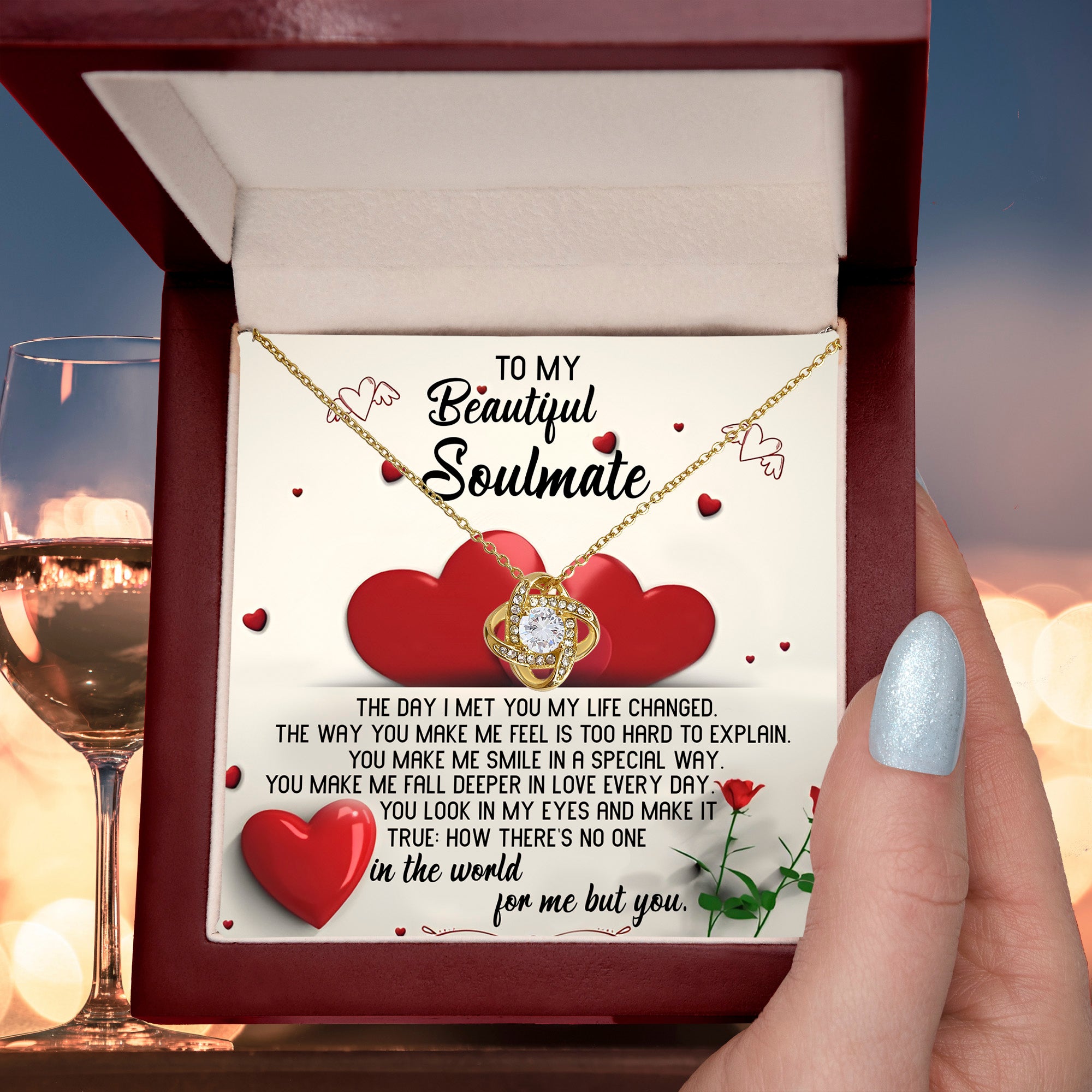 To My Beautiful Soulmate - My Heart Skips a Beat - Love Knot Necklace - Mallard Moon Gift Shop