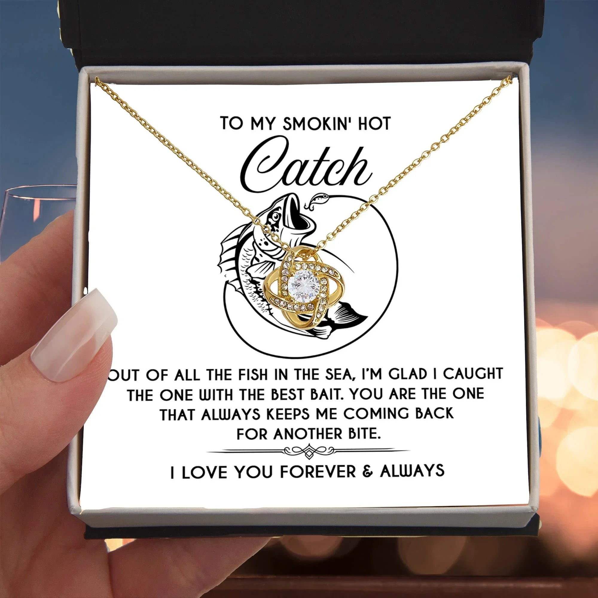 To My Smokin' Hot Catch Love Knot Necklace - Romantic Gift for Soulmate on Valentine's Day