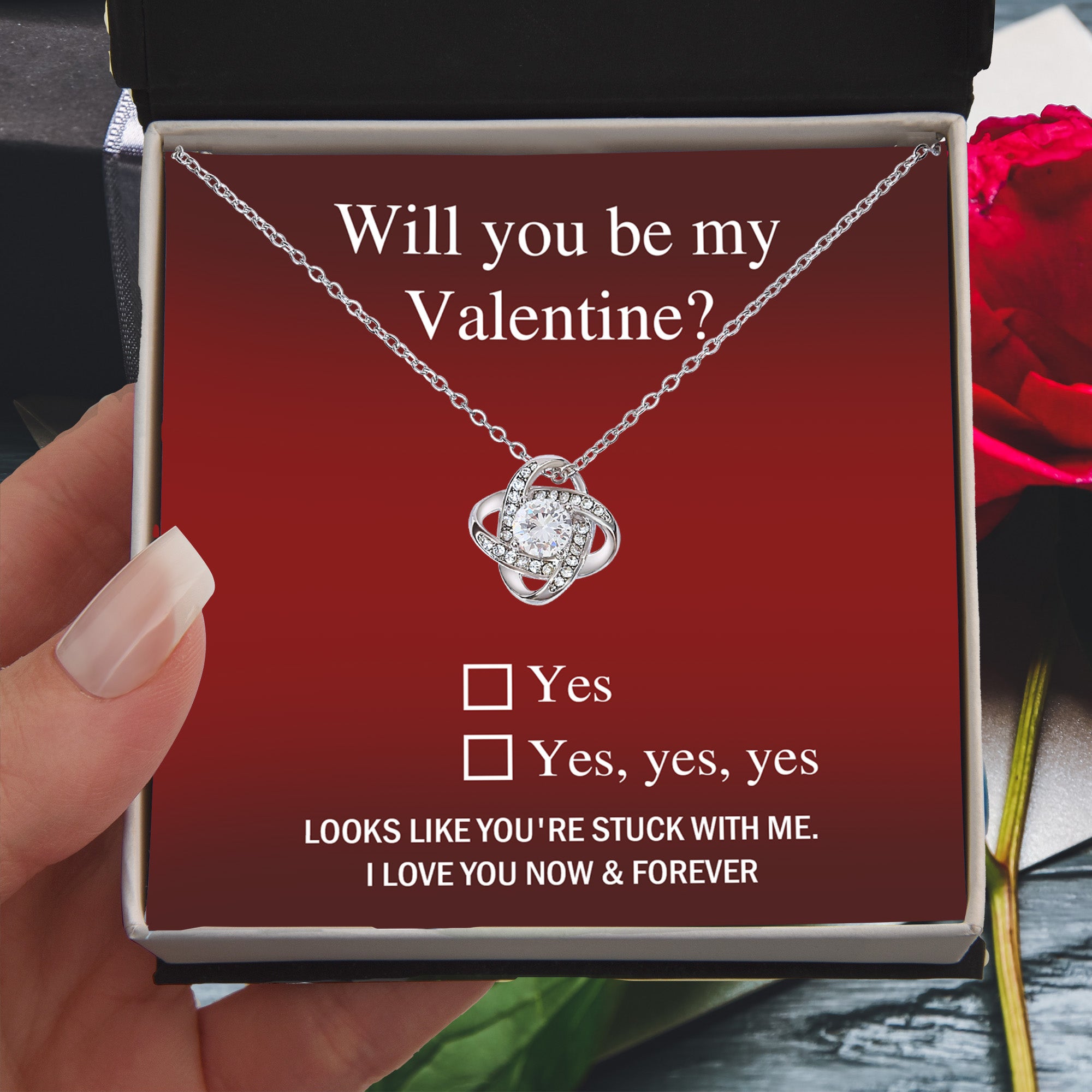 Valentine Love Knot Necklace - Just Say Yes - Mallard Moon Gift Shop
