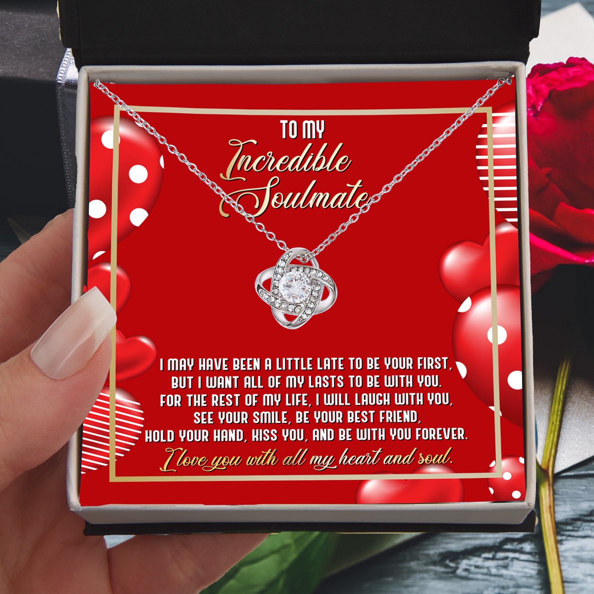 Gift for Soulmate - I Love You with All My Heart and Soul - Love Knot Necklace - Mallard Moon Gift Shop