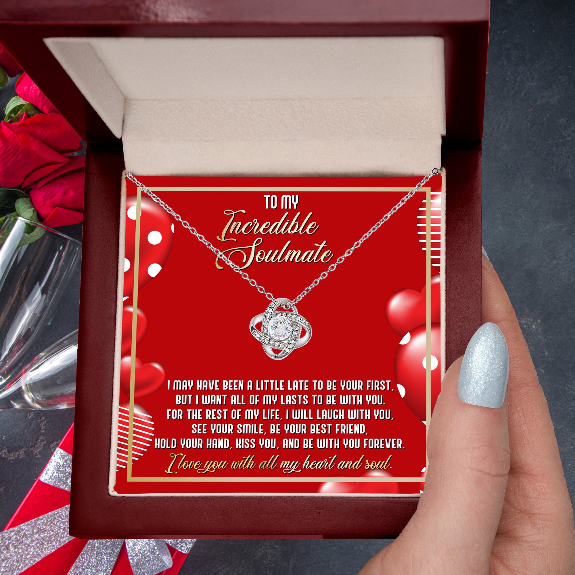 Gift for Soulmate - I Love You with All My Heart and Soul - Love Knot Necklace - Mallard Moon Gift Shop