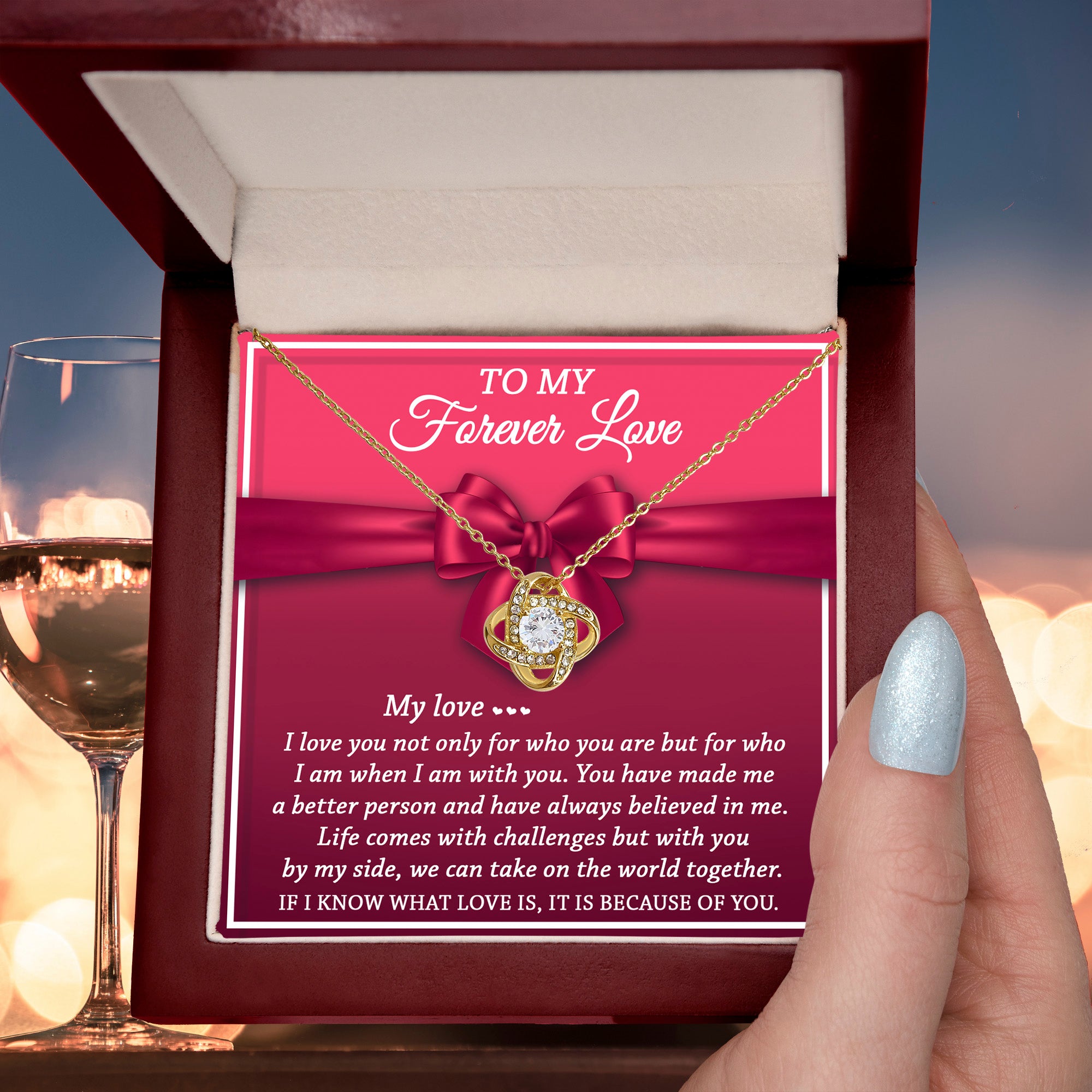 To My Forever Love - Believed In Me - Love Knot Necklace - Mallard Moon Gift Shop