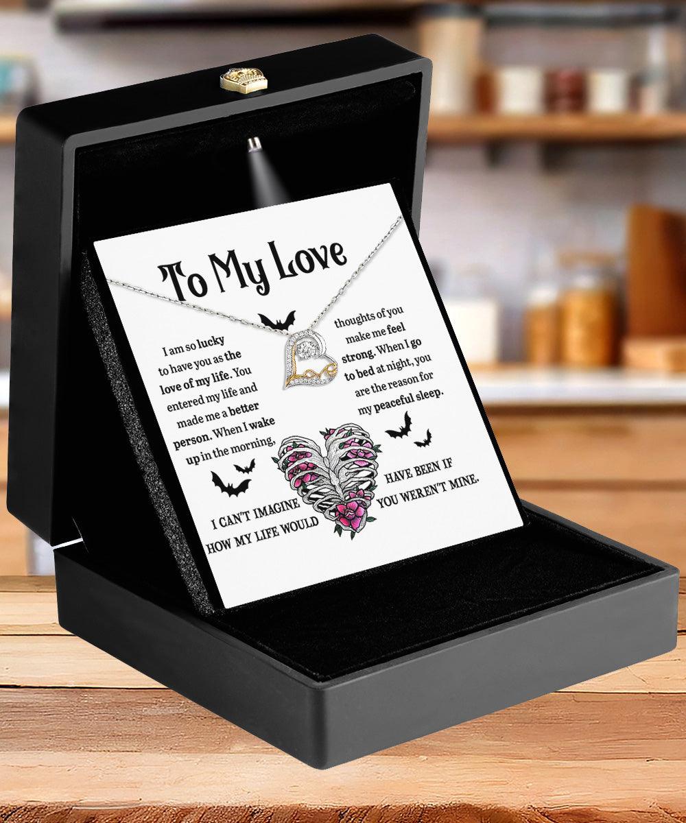 Soulmate, Wife, Girlfriend - Love of My Life Halloween Inspired Love Dancing Heart Necklace - Mallard Moon Gift Shop