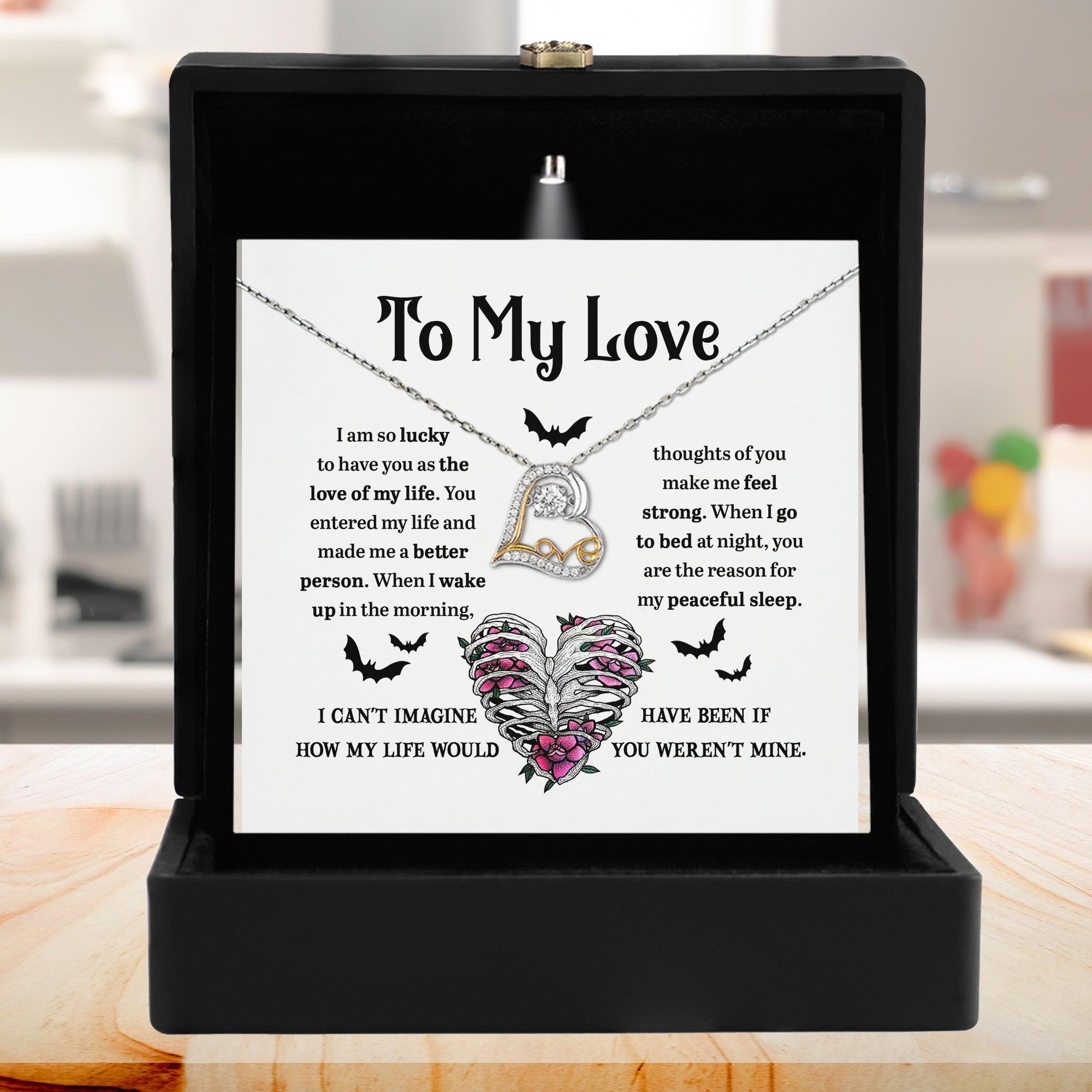Soulmate, Wife, Girlfriend - Love of My Life Halloween Inspired Love Dancing Heart Necklace - Mallard Moon Gift Shop
