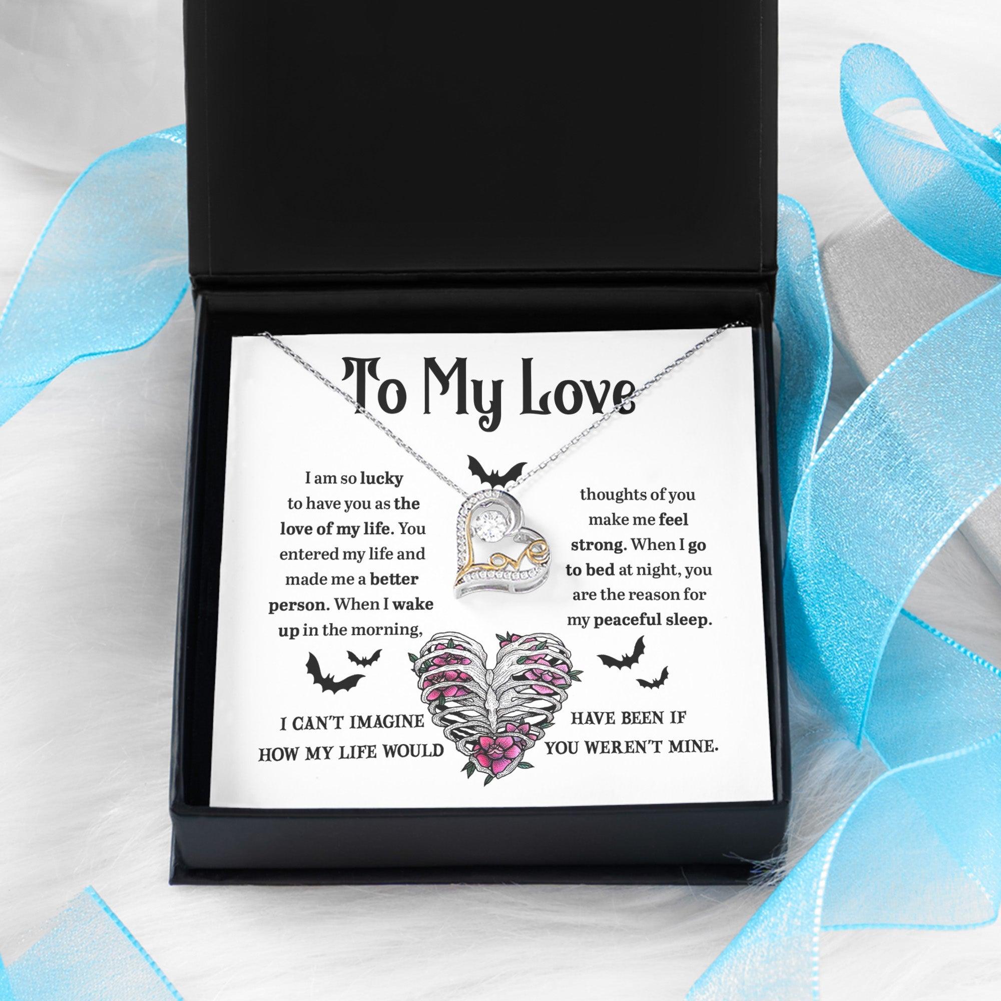 Soulmate, Wife, Girlfriend - Love of My Life Halloween Inspired Love Dancing Heart Necklace - Mallard Moon Gift Shop