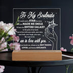 Soulmate Gift - Catch a Star Acrylic Plaque with Lighted LED Wooden Base