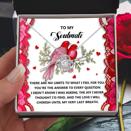 Romantic Gift for Her: Love Knot Necklace with Emotional Soulmate Message