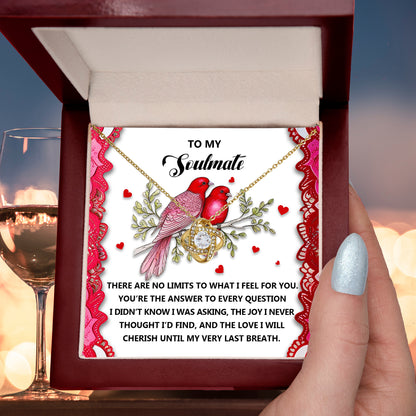 Romantic Gift for Her: Love Knot Necklace with Emotional Soulmate Message