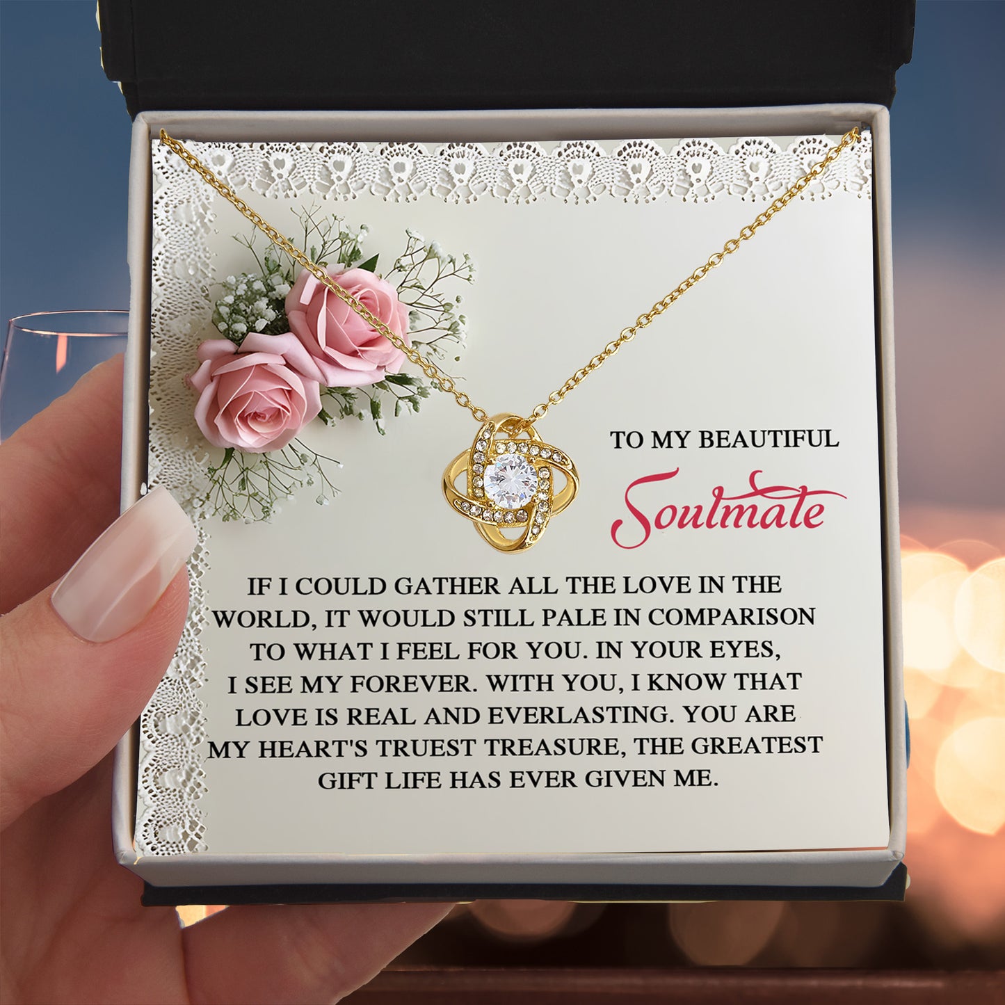 To My Soulmate: Romantic Love Knot Necklace with Sentimental Message - Mallard Moon Gift Shop