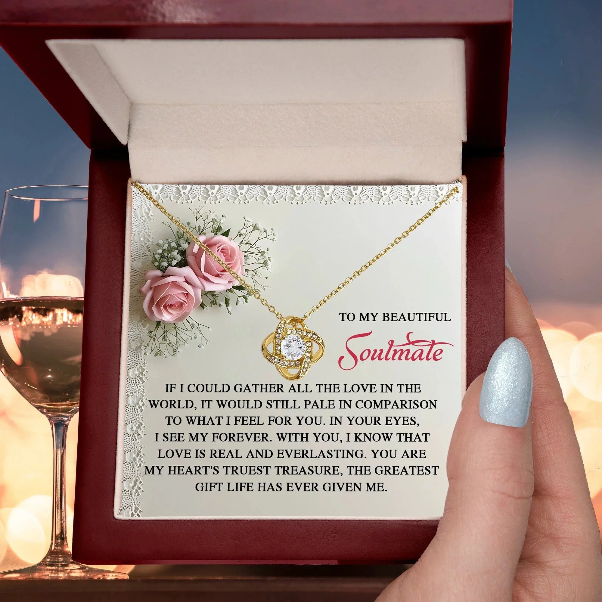 To My Soulmate: Romantic Love Knot Necklace with Sentimental Message