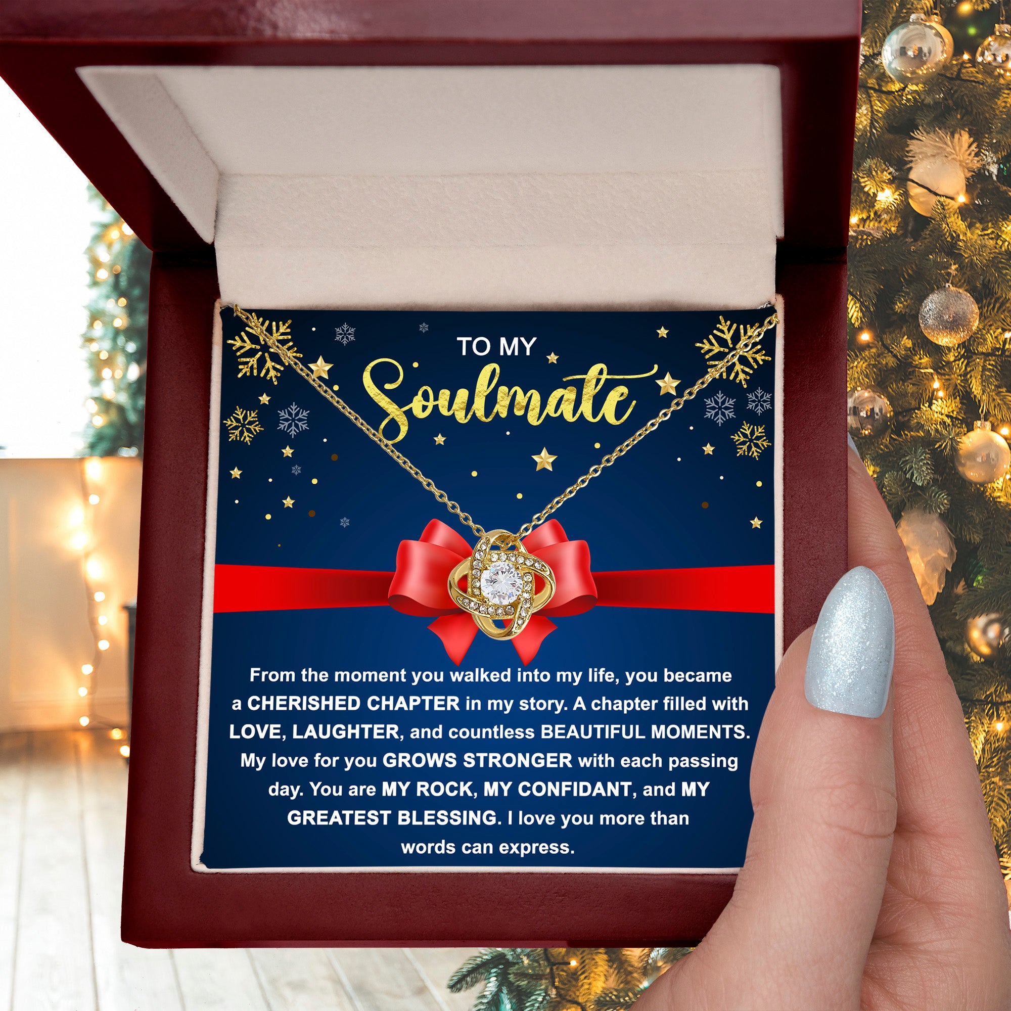 To My Soulmate - My Rock, My Confidant, My Greatest Blessing - Love Knot Pendant Necklace - Mallard Moon Gift Shop