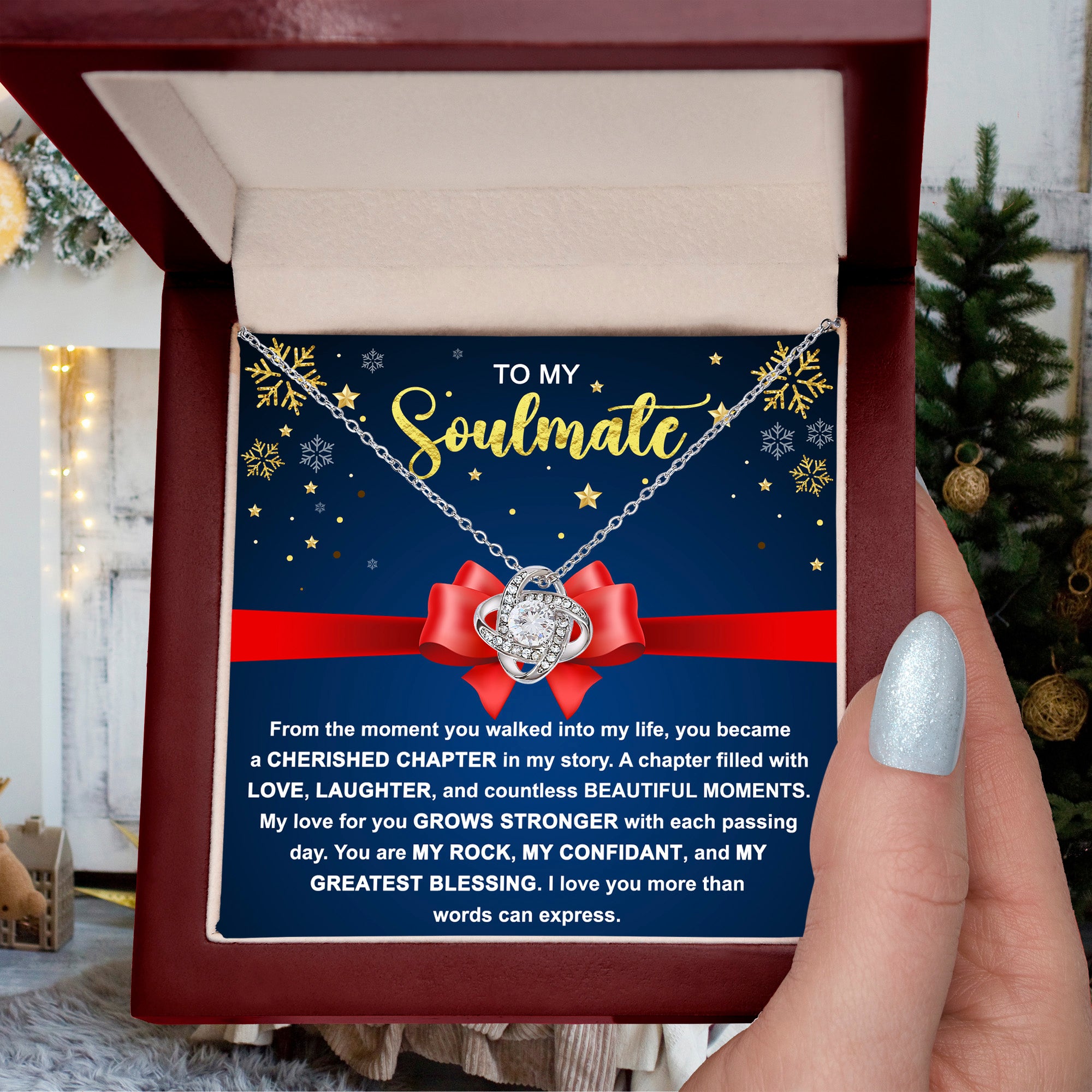 To My Soulmate - My Rock, My Confidant, My Greatest Blessing - Love Knot Pendant Necklace - Mallard Moon Gift Shop