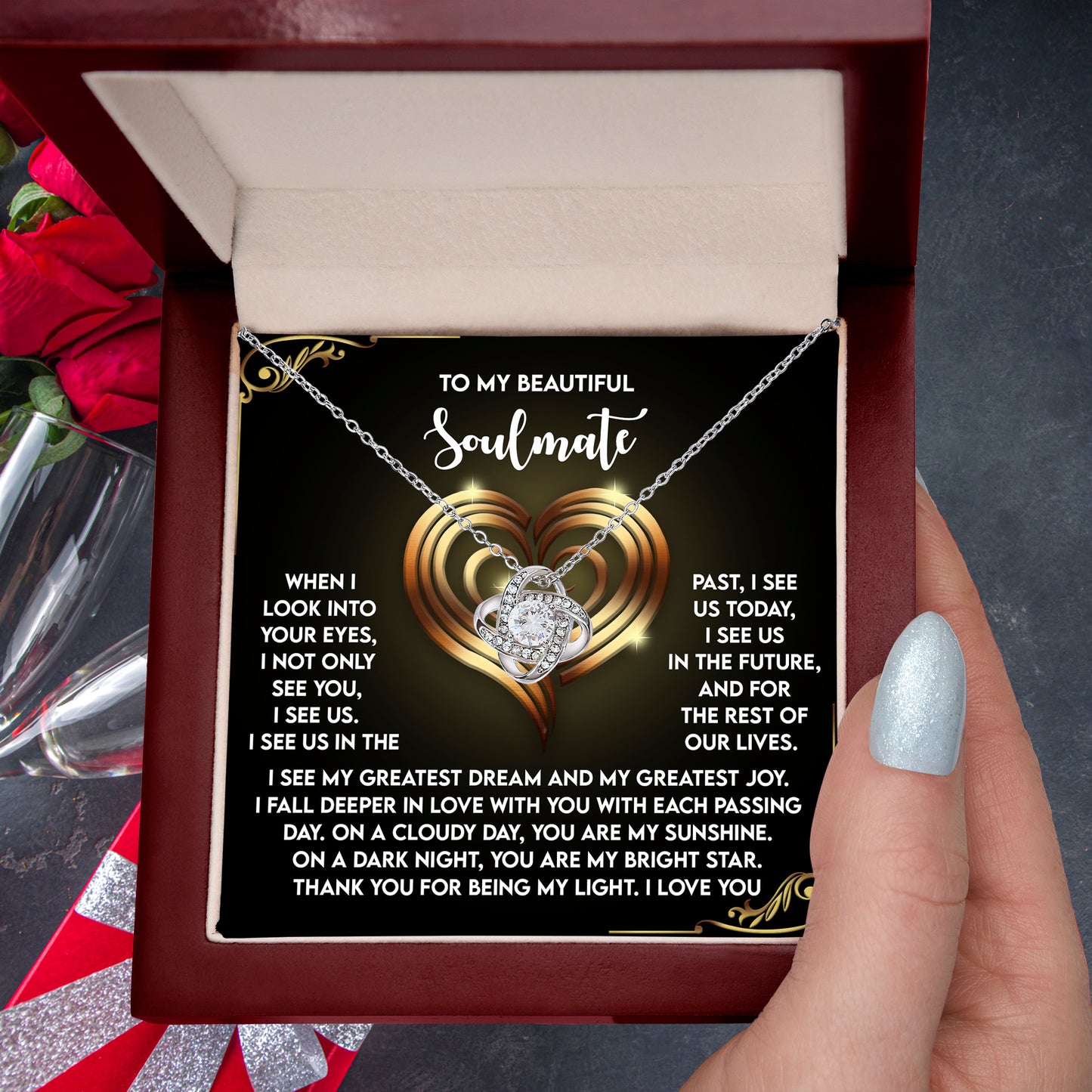 Soulmate Necklace – Celebrate Eternal Love with This Heartfelt Message and Pendant - Mallard Moon Gift Shop