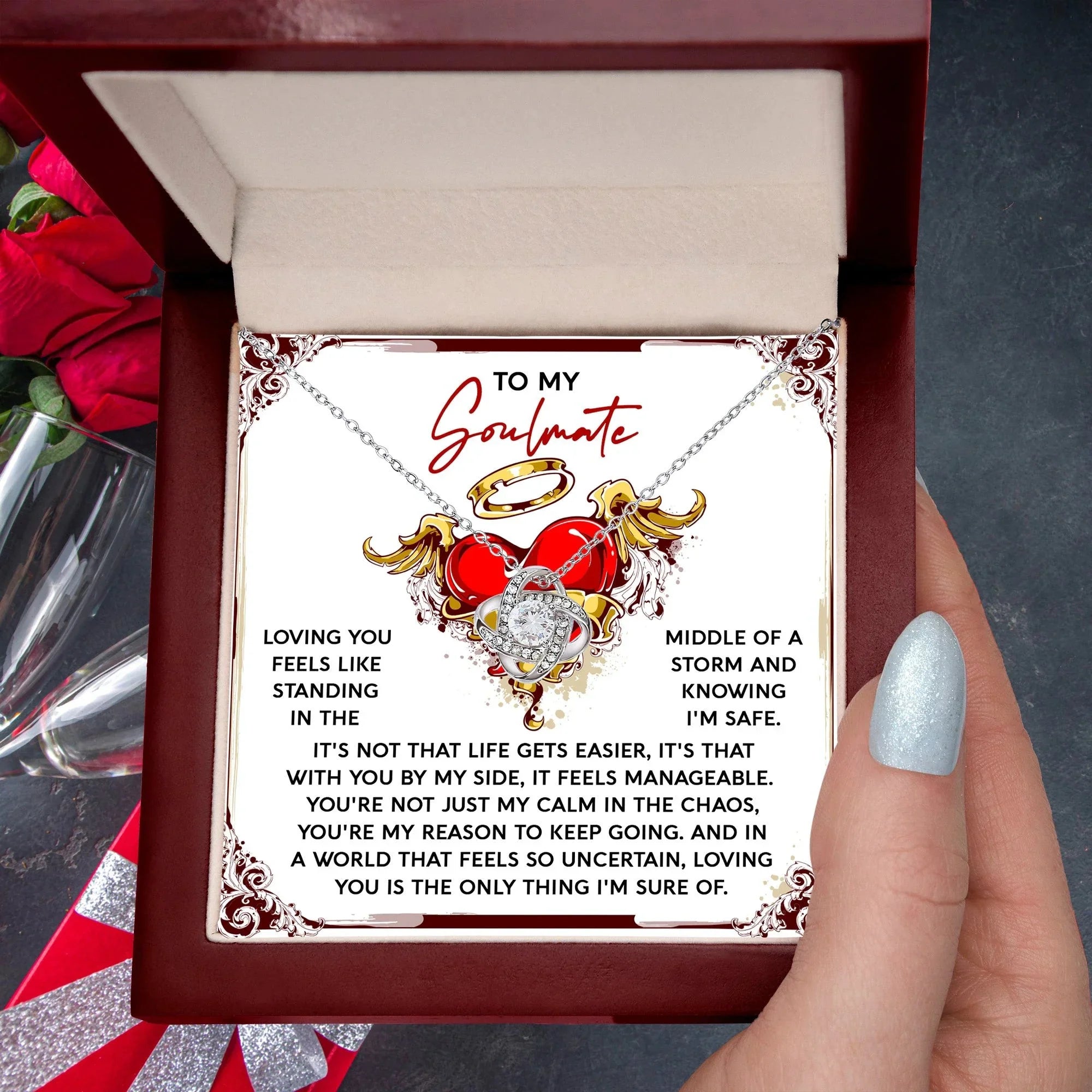 Heartfelt Soulmate Necklace – Celebrate the Calm and Strength She Brings