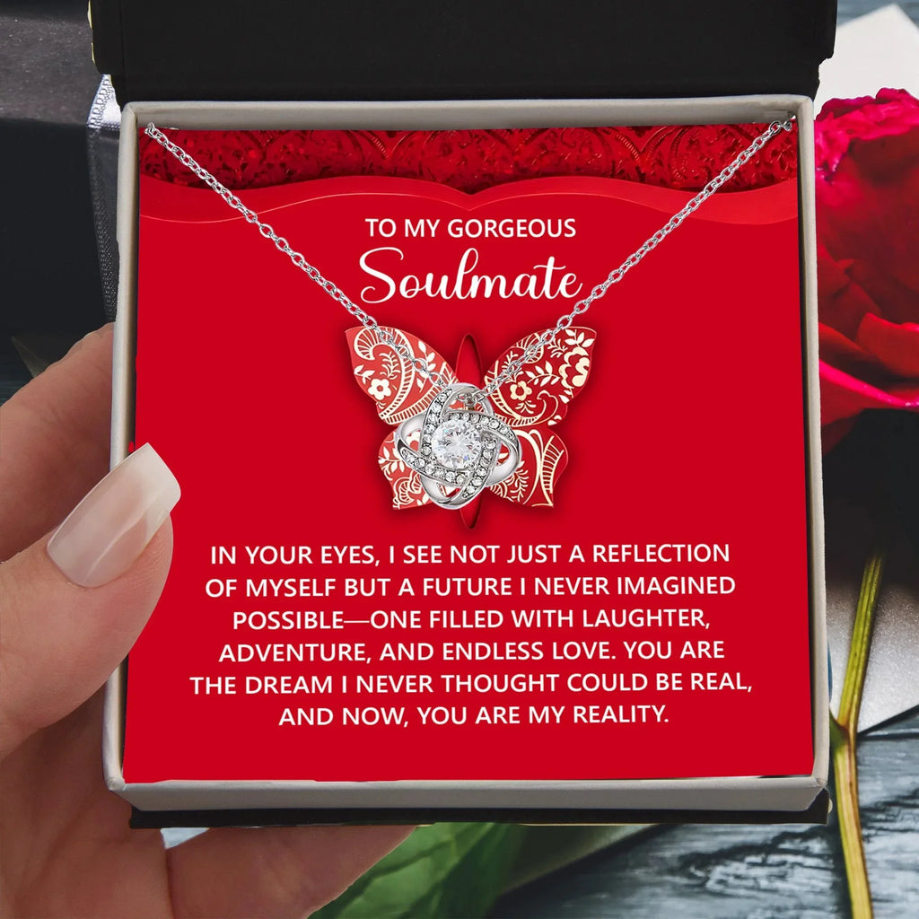 Gift for Soulmate - Endless Love - Romantic Love Knot Necklace with Sentimental Message
