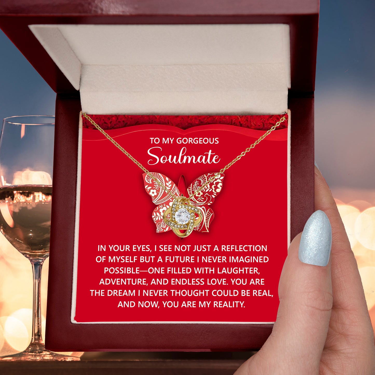 Gift for Soulmate - Endless Love - Romantic Love Knot Necklace with Sentimental Message
