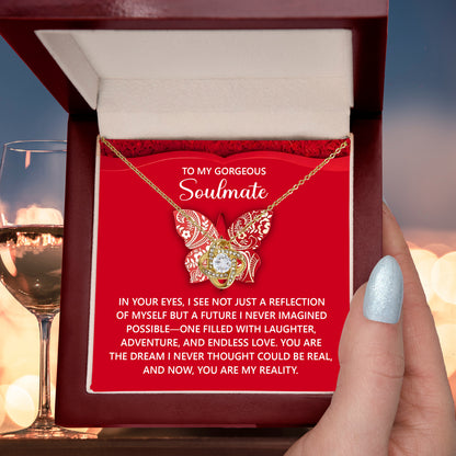 Gift for Soulmate - Endless Love - Romantic Love Knot Necklace with Sentimental Message