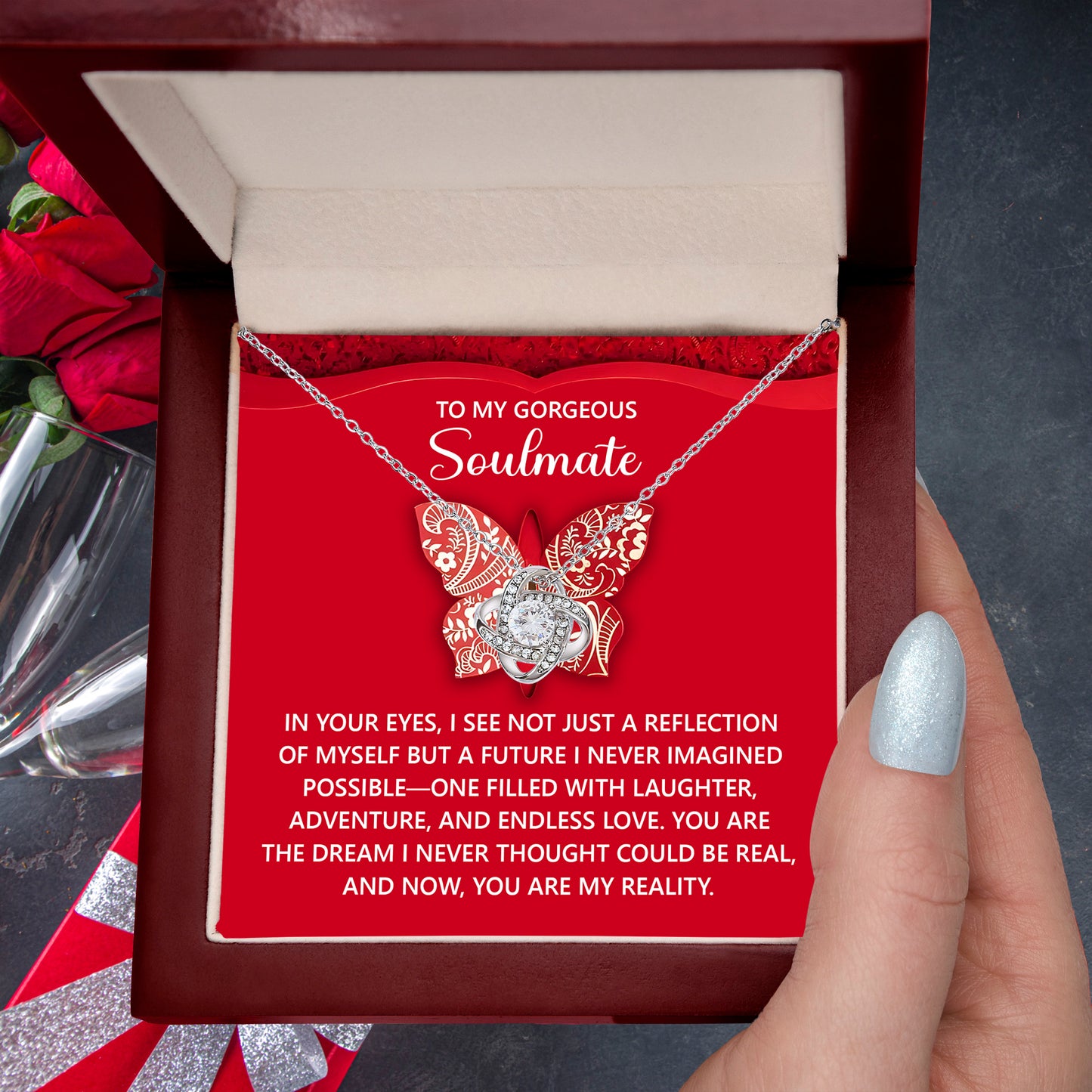 Gift for Soulmate - Endless Love - Romantic Love Knot Necklace with Sentimental Message