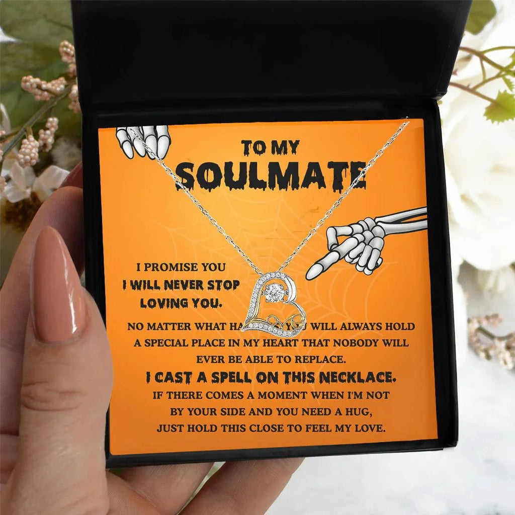 Soulmate-Never Stop Loving Halloween Love Dancing Heart Necklace
