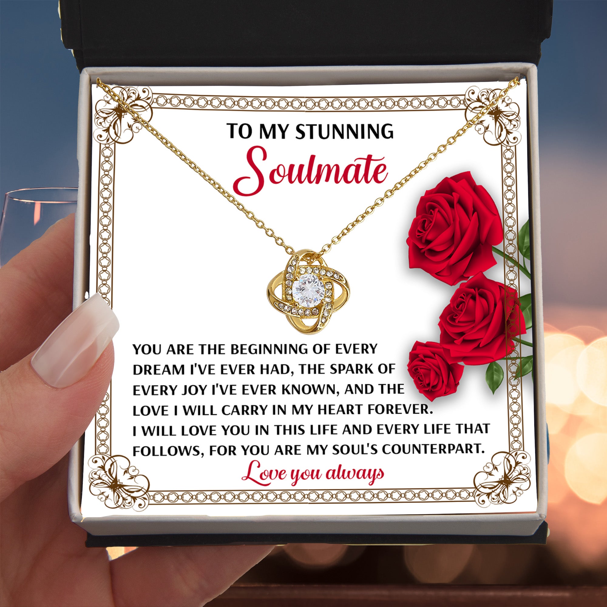 Romantic Soulmate Gift – In My Heart Forever Love Knot Pendant with Meaningful Message Card - Mallard Moon Gift Shop