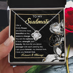 To My Soulmate – Love Knot Necklace with Elegant Forever & Always Message | Romantic Gift for the One You Cherish Most