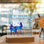 Soulmate - Partner Of Dreams Acrylic Plaque with LED Lighted Wooden Base