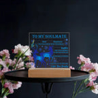 Soulmate - Partner Of Dreams Acrylic Plaque with LED Lighted Wooden Base