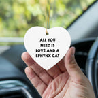 Sphynx Cat Lovers Gift: Funny All You Need is Love and a Sphynx Cat Heart Christmas Ornament for Friends and Family
