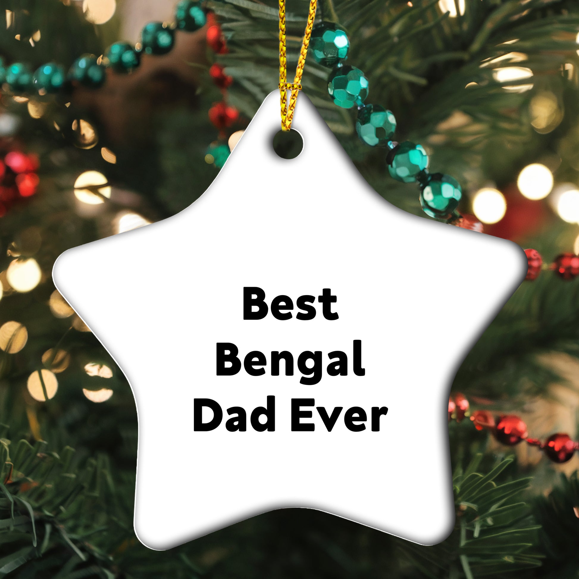Bengal Dad Funny Cat Lover Star Christmas Tree Ornament - Best Bengal Dad Ever - Mallard Moon