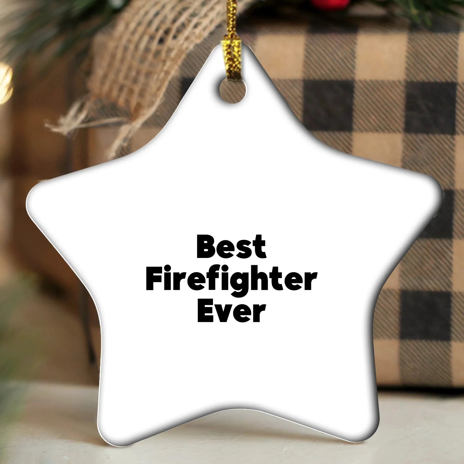 Best Firefighter Ever Star Christmas Ornament