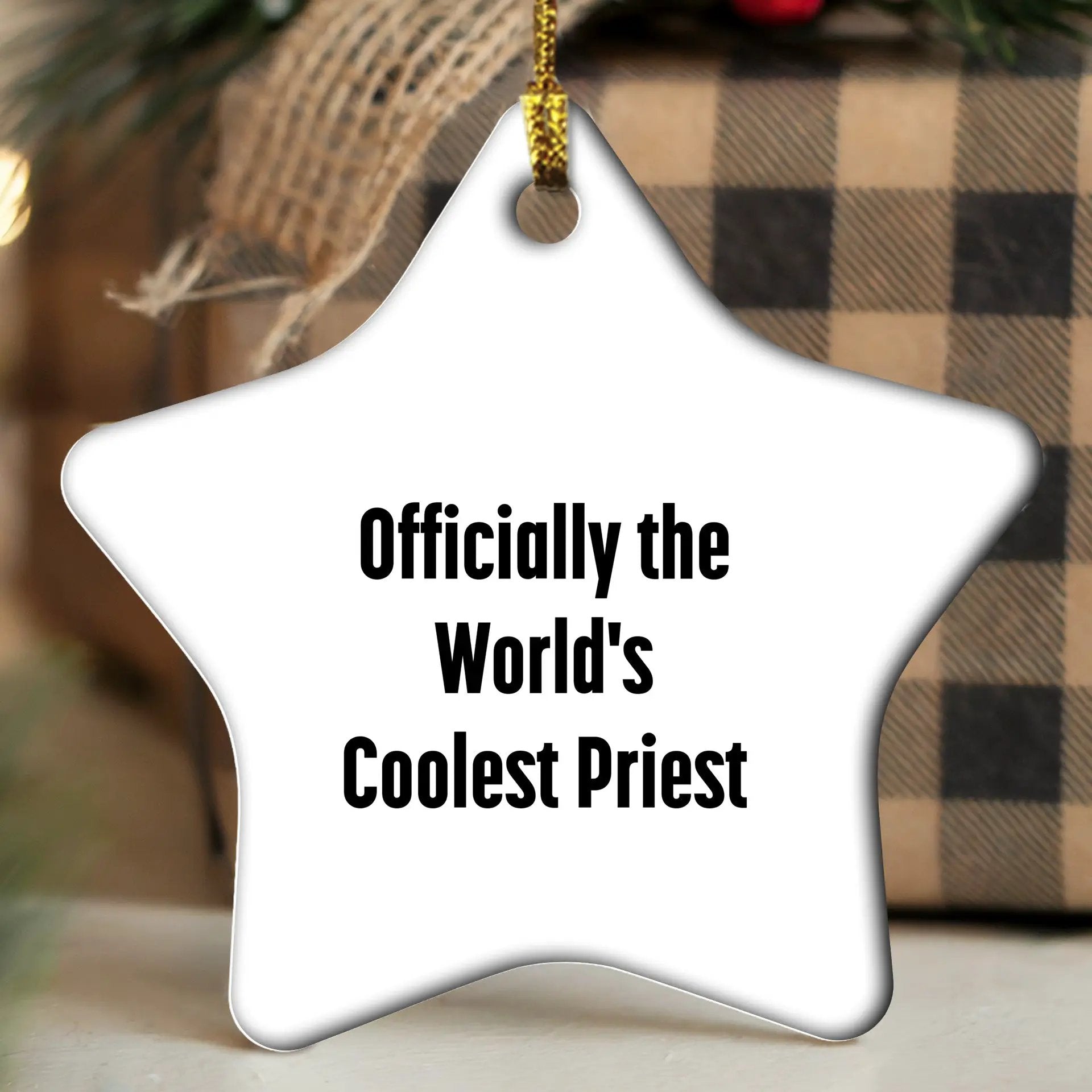 Funny Priest Gifts for Men, Star Ornament Christmas Unique Gifts from Friends, Officially The World's Coolest Priest - Mallard Moon