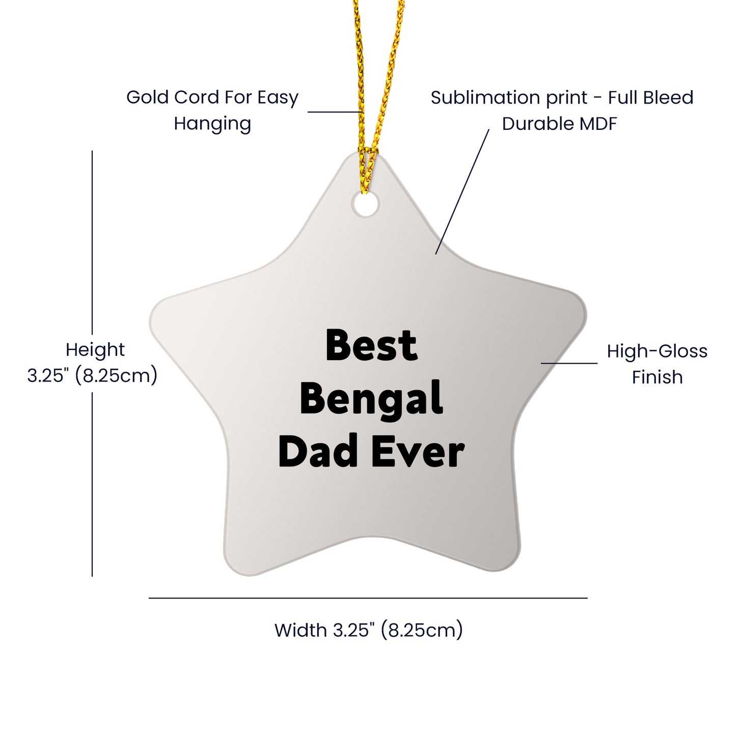 Bengal Dad Funny Cat Lover Star Christmas Tree Ornament - Best Bengal Dad Ever - Mallard Moon