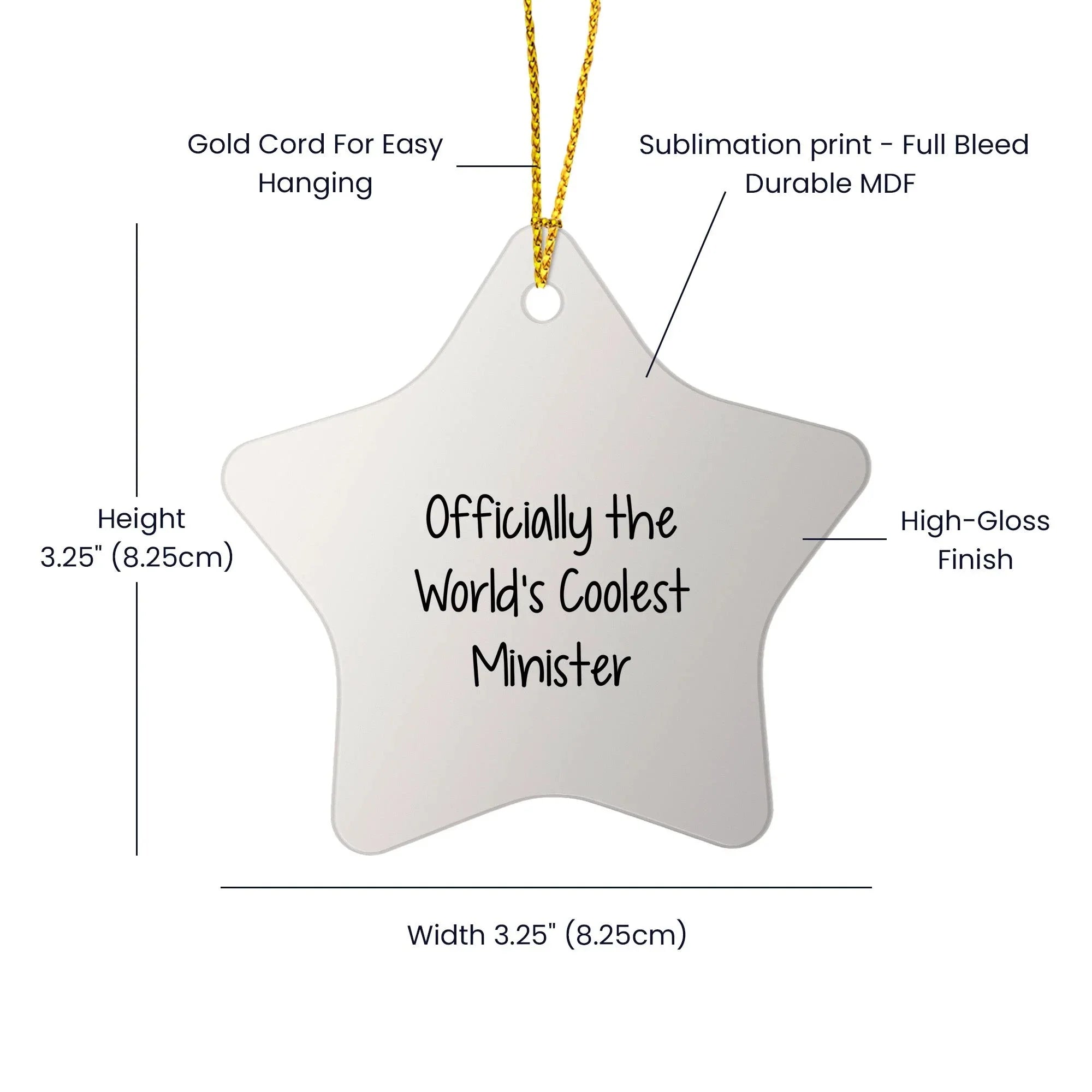 Funny Minister Star Christmas Tree Ornaments Gifts Officially The World's Coolest Minister