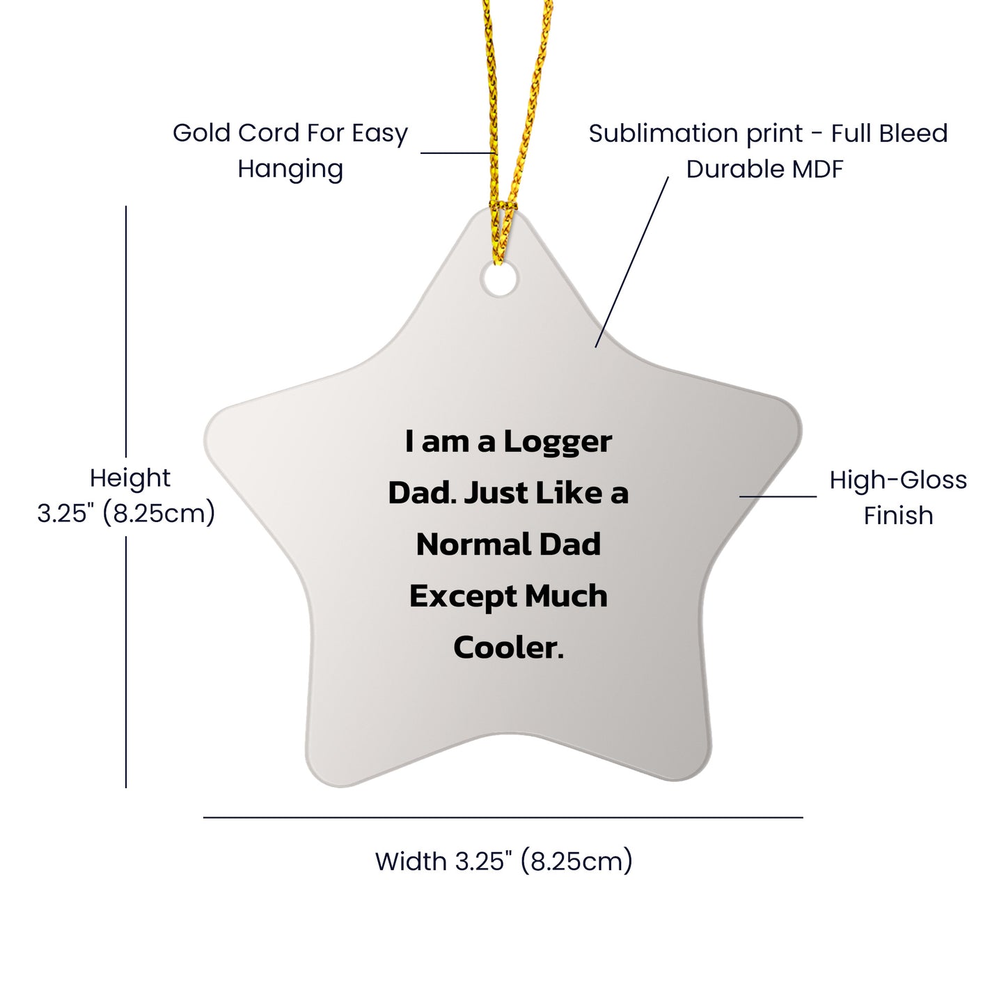 Funny Logger Gifts from Dad - Logger Star Ornament for Christmas, 'I Am A Logger Dad'