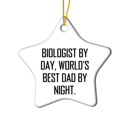 Biologist Funny Gifts: Biologist By Day, World's Best Dad By Night - Christmas Tree Ornament