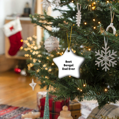 Bengal Dad Funny Cat Lover Star Christmas Tree Ornament - Best Bengal Dad Ever - Mallard Moon
