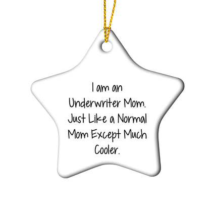Underwriter Mom Gifts, Christmas Circle Ornament, 'I Am An Underwriter Mom' Quote, Durable MDF, White, for Women, Friends, Family, Colorful, Lightweight, Easy Hanging, Festive, Unique - Mallard Moon