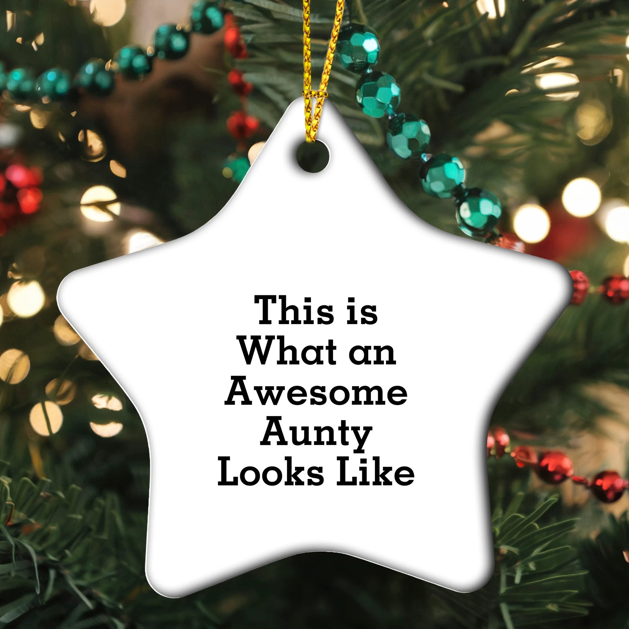 Aunty Gifts: Funny Star Ornament with 'This Is What An Awesome Aunty Looks Like' Quote, Gifts from Men to Aunty, Christmas Unique Gifts for Aunty