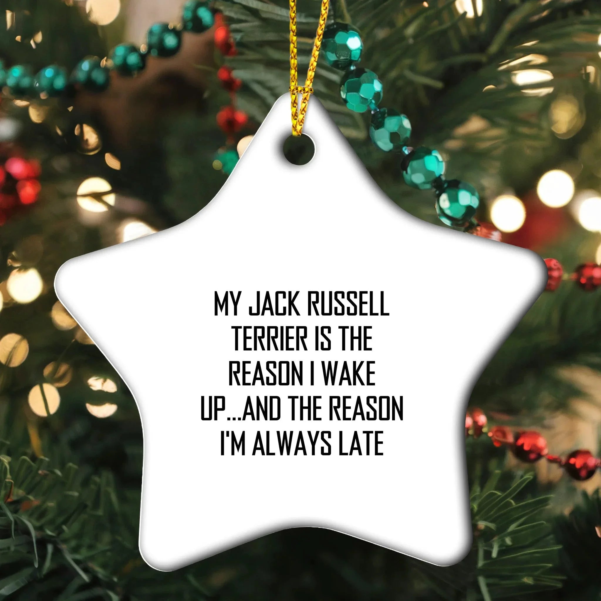 Funny Jack Russell Terrier Dog Star Christmas Tree Ornament