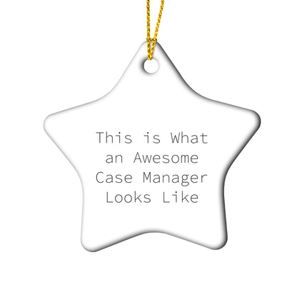 Case Manager Circle Christmas Ornament , 'This Is What An Awesome Case Manager Looks Like', Appreciation Gifts