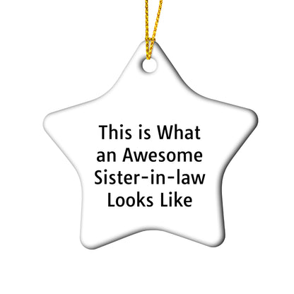 Funny Sister-in-law Circle Ornament, 'This Is What An Awesome Sister-in-law Looks Like', Gifts from Family to Sister-in-law, Christmas Unique Gifts