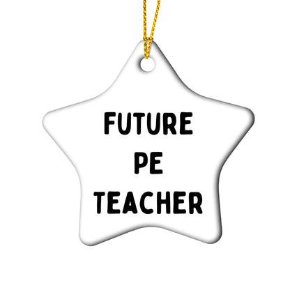 Funny Inspirational PE Teacher Circle Christmas Ornament, 'Future PE Teacher' Gifts