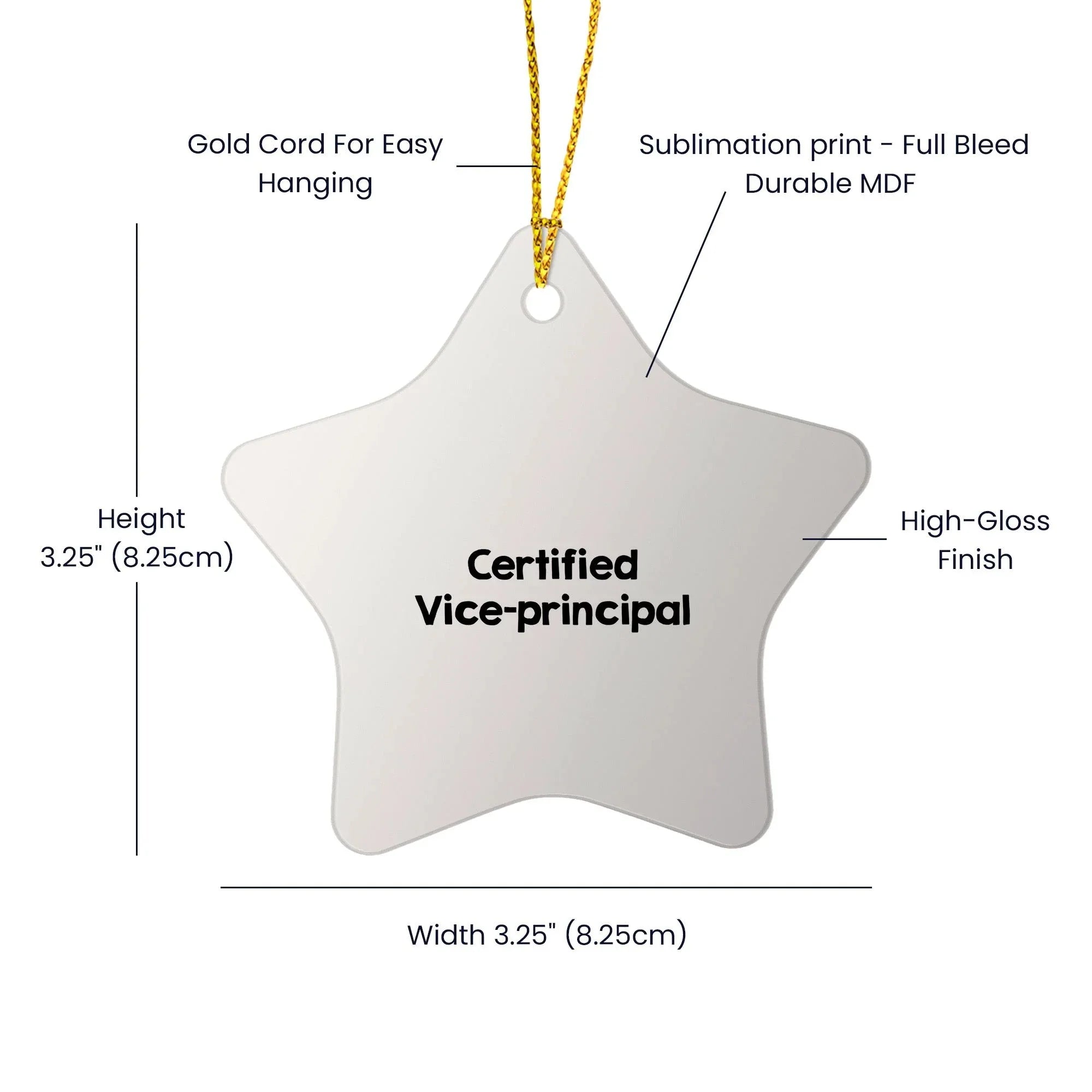 Certified Vice-Principal Star Ornament, Funny Quote, Gifts from Friends for Christmas