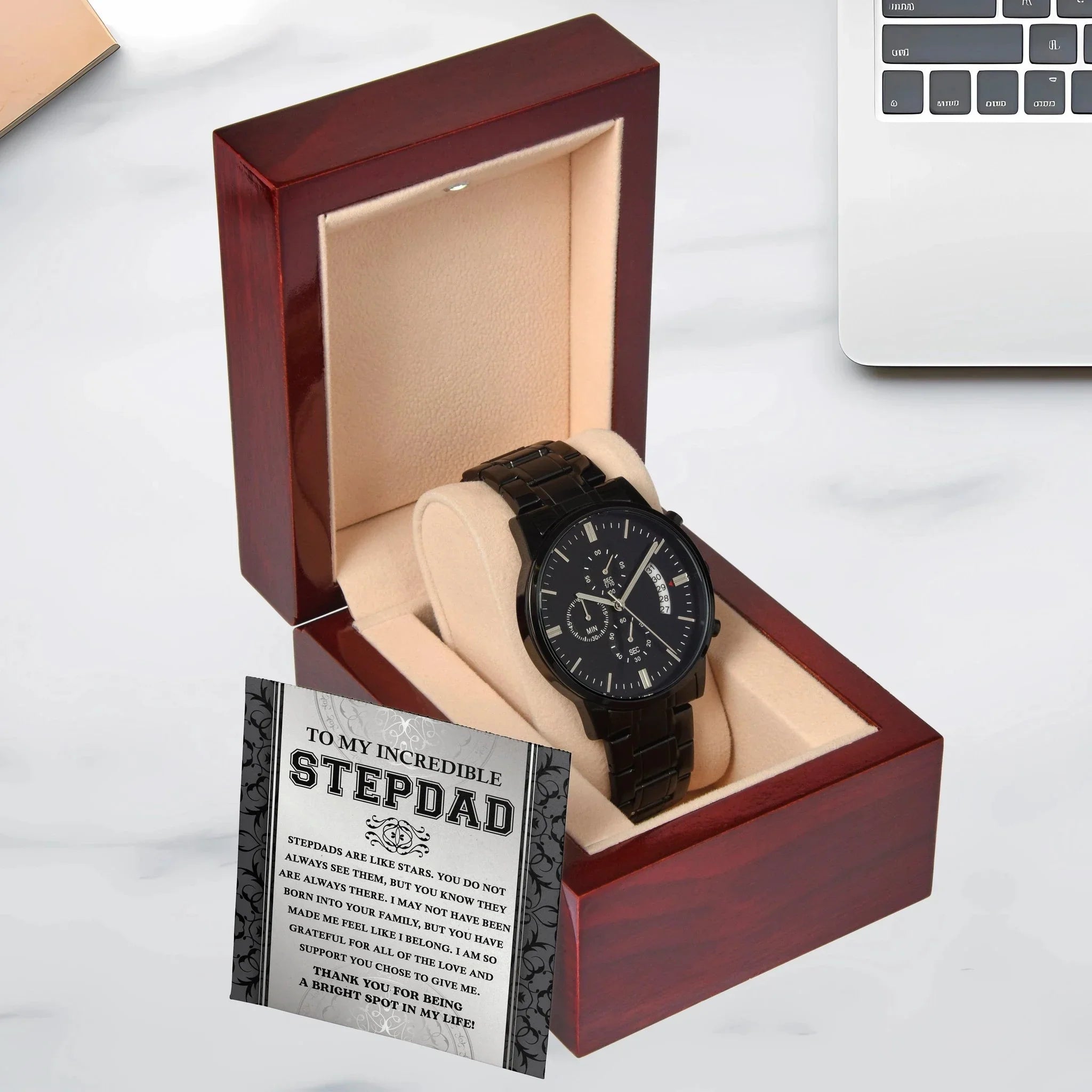 To My Incredible Stepdad You Are A Bright Spot in My Life Black Chronograph Watch
