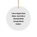 Supervisor Mom Gifts from Friends - 'I Am A Supervisor Mom...' Circle Ornament, White, Christmas Unique Gifts for Supervisor
