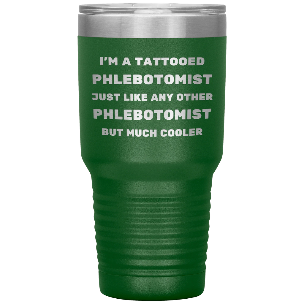 Tattooed Phlebotomist – Stainless Steel Polar Tumbler 30 oz for Inked Lab Techs & Healthcare Pros